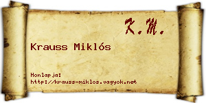 Krauss Miklós névjegykártya